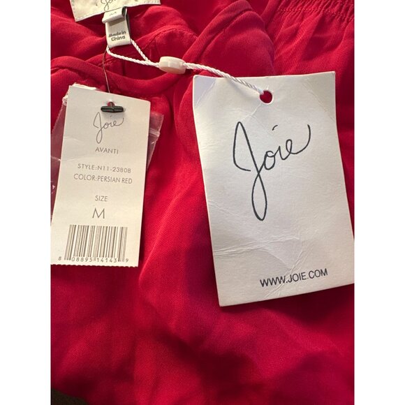 Joie Red Avanti Blouse 100 Percent Silk Long Sleeve Scoop Neck Size Medium - Picture 10 of 14